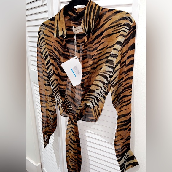 ALEXANDRE VAUTHIER Tie-front Tiger-print Silk-chiffon size 38 NEW NEVER WORN - Picture 13 of 16